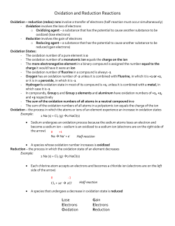 Oxidation and Reduction Reactions Oxidation &ndash; reduction (redox