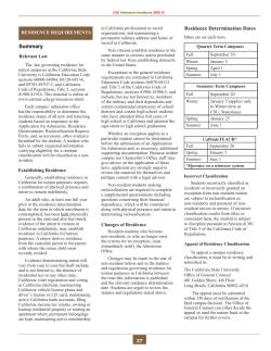 Summary Residence Determination Dates