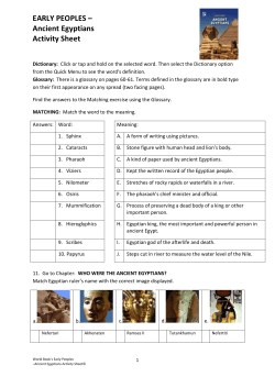 EARLY PEOPLES &ndash; Ancient Egyptians Activity Sheet