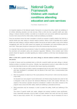 National Quality Framework Medical Conditions Fact Sheet