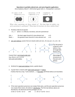 Partia < A, &ge; Join, &or; Meet, &and; &bull; Join svxy A poset t (eg ther