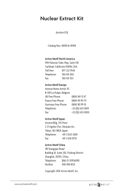 Active Motif`s Nuclear Extract Kit Manual