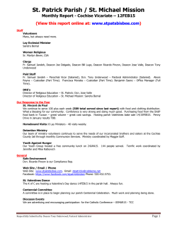 My report is as follows - St. Patrick Roman Catholic Parish