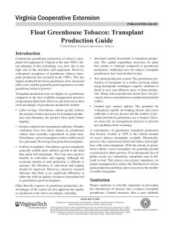 Float Greenhouse Tobacco Transplant Guide