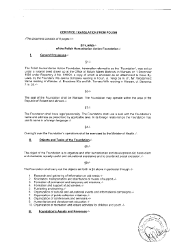 CERTIFIED TRANSLATION FROM POLISH /The document consists