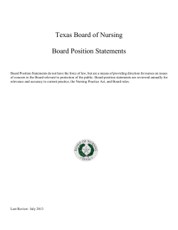 Texas Board of Nursing Board Position Statements