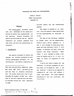 Protocols for Public Key Cryptosystems