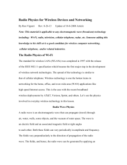 Radio Physics for Wireless Networking