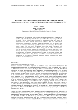 inclusive education, support provisions and early childhood