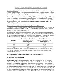 Gestational Diabetes- Glucose Tolerance