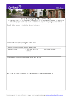 Bid for Community Project Support Officer Time (nb The role of the