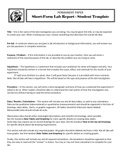 Short Form Lab Report Student Template