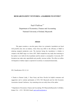 A BARRIER TO ENTRY? - Maynooth University ePrints and eTheses
