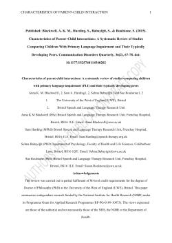 Characteristics of Parent-Child Interaction