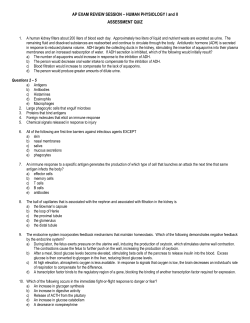 Animal Physiology I and II Quiz