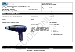Plant and Equipment Risk Management Form
