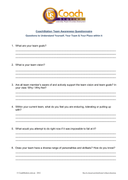 CoachStation Team Awareness Questionnaire 1. What are your