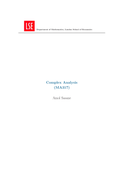 Complex Analysis (MA317) Amol Sasane