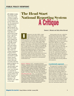 The Head Start National Reporting System: A Critique