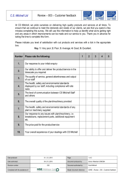 C.S. Mitchell Ltd Review &ndash; 003 &ndash; Customer feedback At CS Mitchell