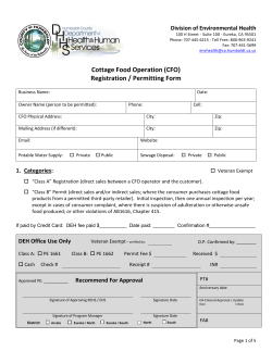 Cottage Food Operation (CFO) Registration / Permitting Form