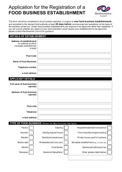 Food Premises Registration application form