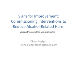 Commissioning Interventions for Alcohol