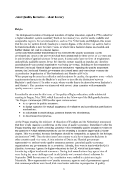 Joint Quality Initiative – short history
