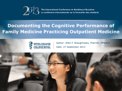 Documenting the Cognitive Performance of Family Medicine