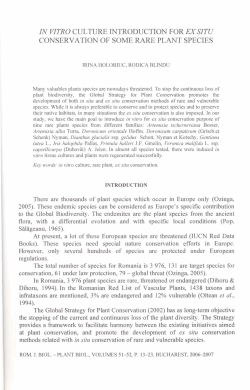 in vitro culture introduction for exsitu conservation of some rare plant