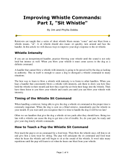 Improving Whistle Commands: Part I, "Sit Whistle"