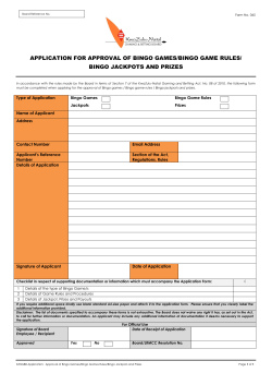 application for approval of bingo games/bingo game rules
