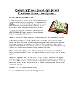 College of Staten Island High School Freshmen Summer