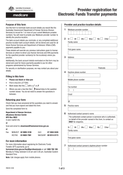 Provider registration for Electronic Funds Transfer payments form