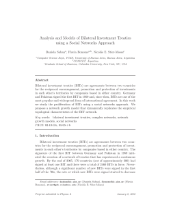 Analysis and Models of Bilateral Investment Treaties using a Social