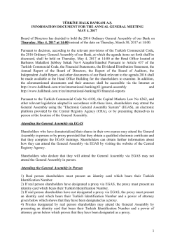 Board of Directors has decided to hold the 2016 Ordinary General