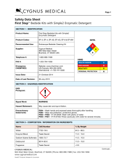 Safety Data Sheet First Step&trade; Bedside Kits with