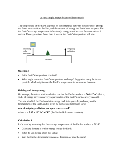 A very simple energy-balance climate model The temperature of the