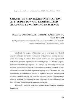 cognitive strategies instruction: attitudes toward learning and
