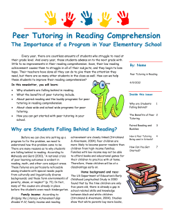 Peer Tutoring in Reading Comprehension