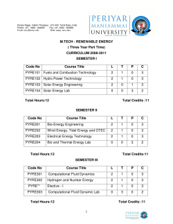 1 M.TECH - RENEWABLE ENERGY ( Three Year Part Time