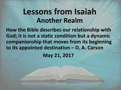 Lessons in Isaiah * Part One