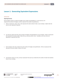 Lesson 1: Generating Equivalent Expressions