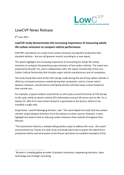 LowCVP News Release - Low Carbon Vehicle Partnership