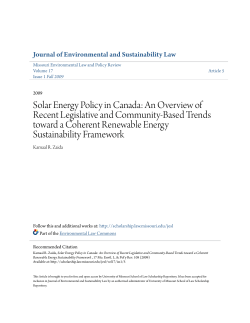 Solar Energy Policy in Canada - University of Missouri School of