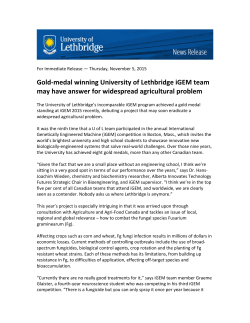 Gold-‐medal winning University of Lethbridge iGEM team may have