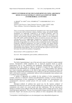 Green synthesis of silver nanoparticles using Argemone mexicana
