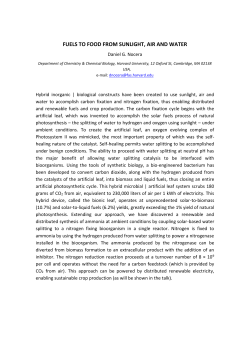 Fuels to food from sunlight, air and water
