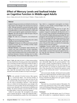 Effect of Mercury Levels and Seafood Intake on Cognitive Function
