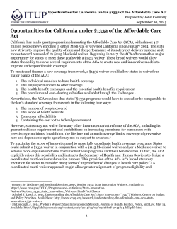 Opportunities for California under &sect;1332 of the Affordable Care Act